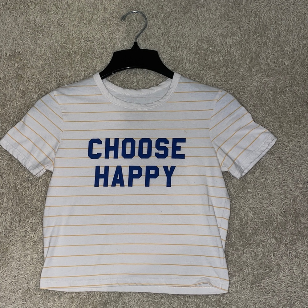 White and Yellow Striped Top